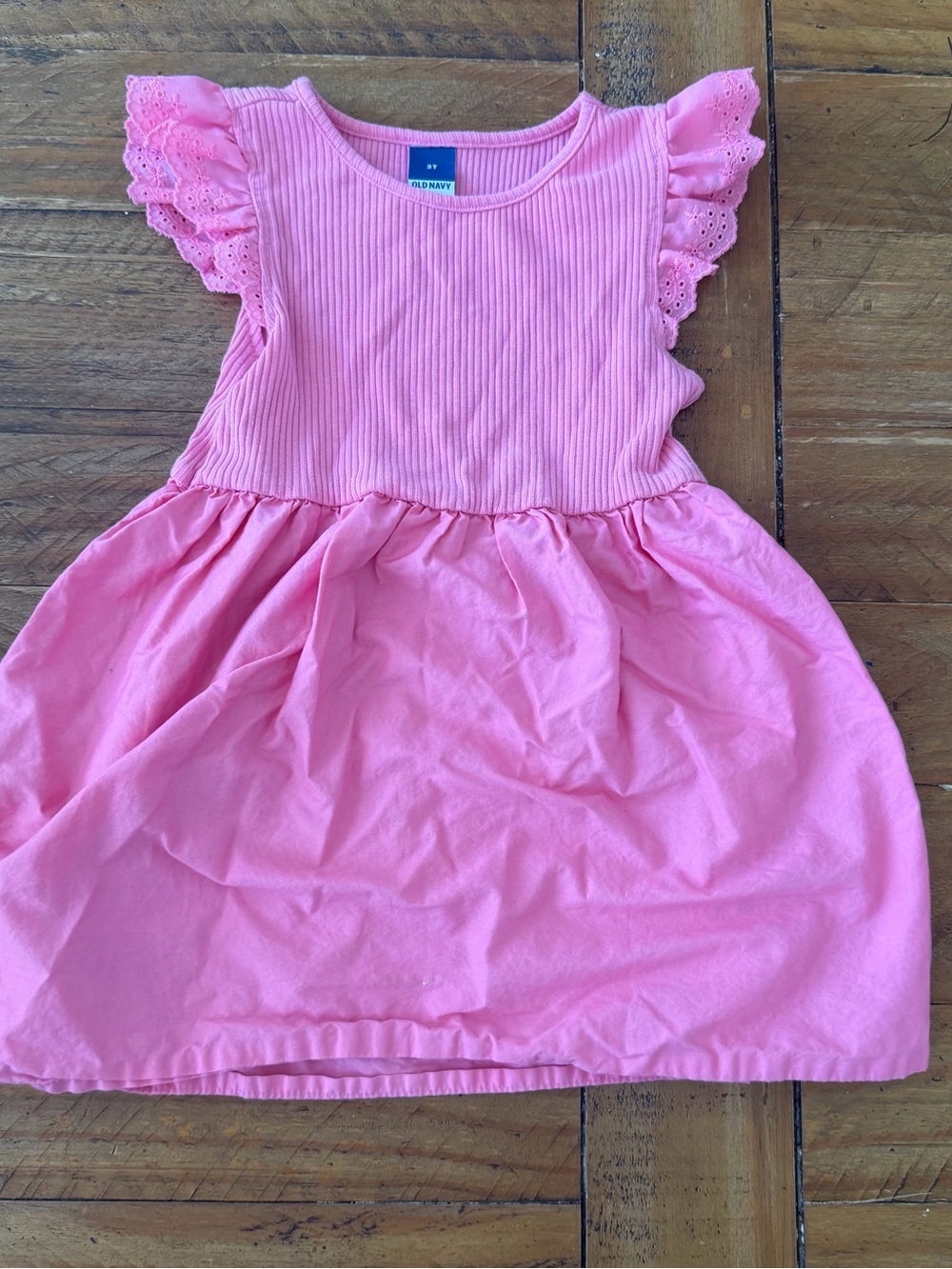 Old Navy Pink Eyelet Ruffle Sleeve Dress